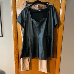 Torrid Faux Leather Peplum Top + INC Pants | 2-Piece Outfit Bundle | NWT